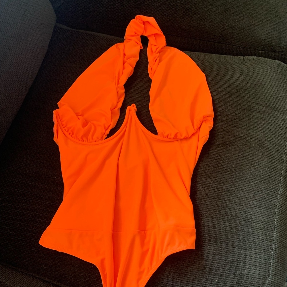 Neon orange bodysuit halter, never worn
